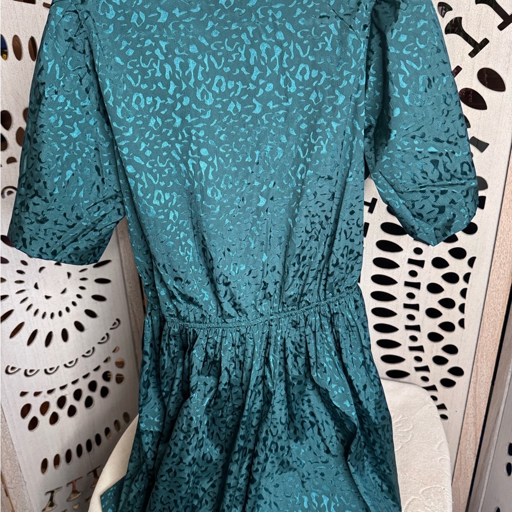 Wrangler Retro Teal Midi Leopard Dress with Pattern - Picture 3 of 4
